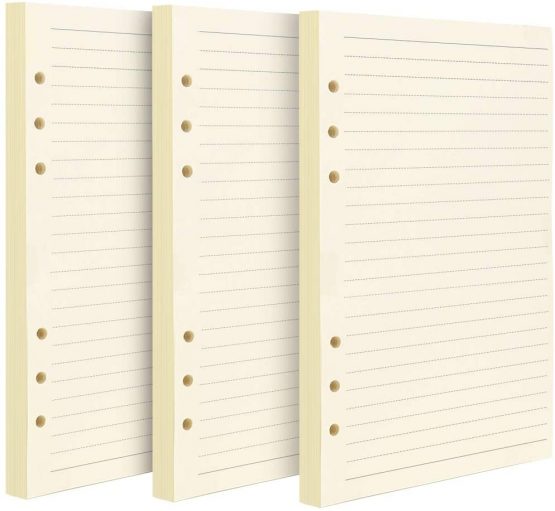 FANDAMEI 3 Pack A5 Filofax Refills Paper - 270 Pages/135 Sheets A5 Insert Ruled Lined Paper, 6 Hole Loose Leaf Punched Paper Refill for Diary Notebook, A5 Refillable Planner for School Office Travel