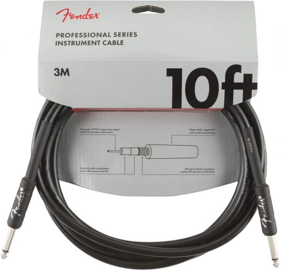 Fender 990820024 Professional Series Instrument Cable - 10 ft - STR/STR - black
