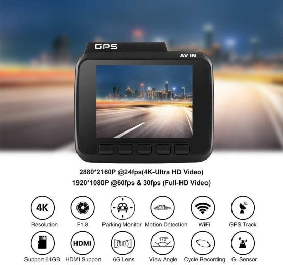 4K Ultra HD Dash Cam - AZDOME Built in GPS WiFi 2160P Car Camera 170 Degree Wide Angle View, Car Video Recorder with Night Vision,G-Sensor,Loop Recording,Parking Monitor,Sony Sensor WDR for Uber Lyft - Image 3