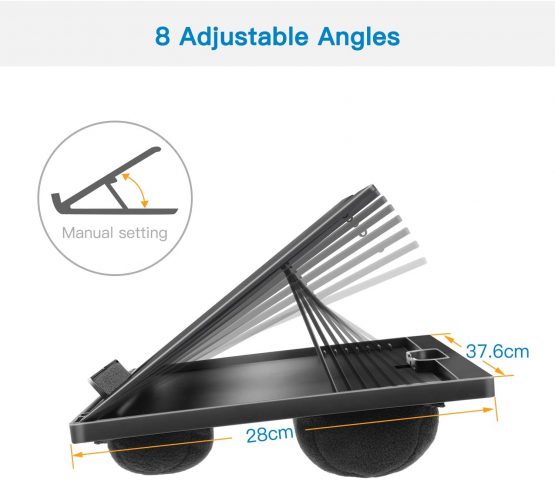 HUANUO Laptop Stand, Lap Tray, Lapdesk with Cushion Bed - Adjustable with 8 Angles, For Notebook, Tablet, Laptop Stand for Desk, Fit up to 15,6", Portable Tray Desk & Suitable for Travel, Work, Home - Image 3