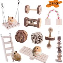 Bebester Hamster Chew Toys, 10 Pieces Small Pets Teeth Care Molar Toy Wooden Pet Toys Cage Accessories Toy for Hamster, Ferret, Parrot, Chinchilla, Guinea Pig, Rabbit Chew Play