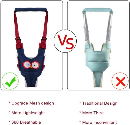 Vicloon Baby Walking Harness, Safe Walking Belt, Hand-Held Baby Walker, Removable, Adjustable Walking Harness, Breathable Handheld Baby Walker Toddler Walking Assistant - Blue - Image 3