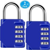 Combination Padlock Heavy Duty Lock - BeskooHome [ 2 Pack] Waterproof 4-Digit Combination Lock for School, Gym, Outdoor Shed Locker - [Blue]