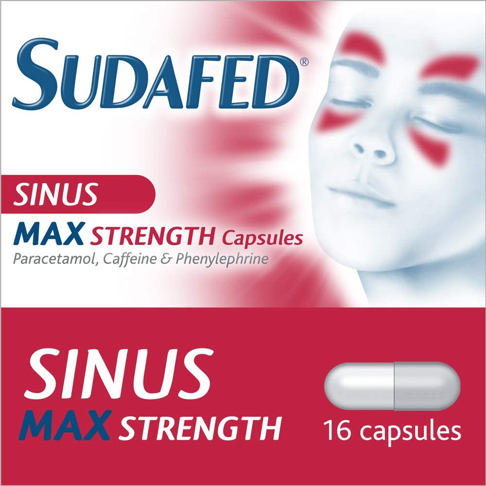 Sudafed Sinus Max Strength Capsules, Relieves Sinus Pressure and Pain, Relieves symptoms of Blocked Nose, Headache, Fever - Image 2