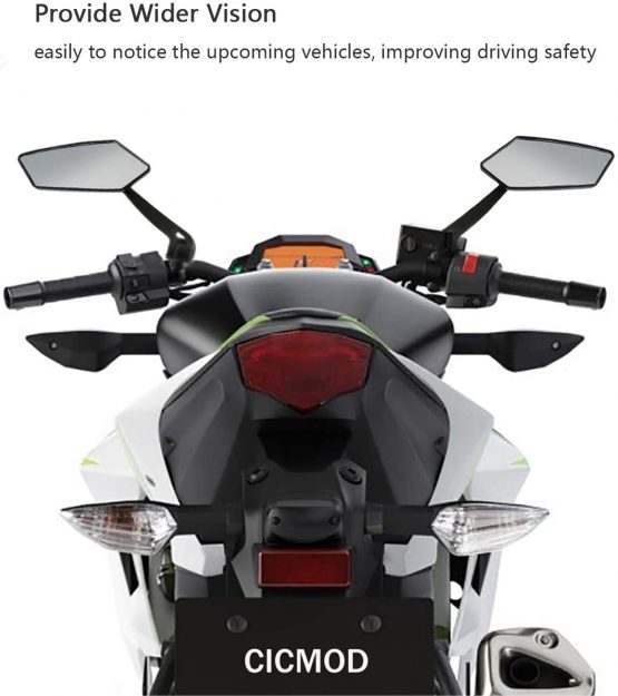 Osan pack of 2 universal acrylic/ABS plastic motorcycle rear view mirrors, 8 mm/10 mm, for Sport Choppers/Cruisers, black - Image 3
