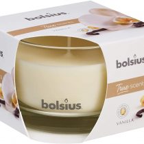 BOLSIUS Medium Glass Scented Candle Vanilla, Wax, White