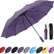 Yumsur Travel Folding Umbrella Compact Waterproof Umbrella Auto Open Close,Lightweight 12 Ribs Reinforced Windproof Umbrella for Men & Women