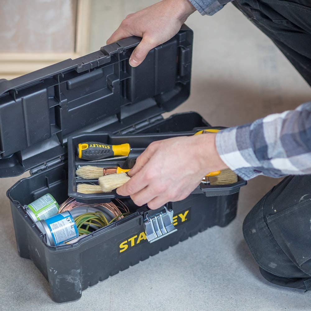 STANLEY Essential Tool Box (16in), Durable Storage Solution with Removable Tote Tray and Organisers - Image 4