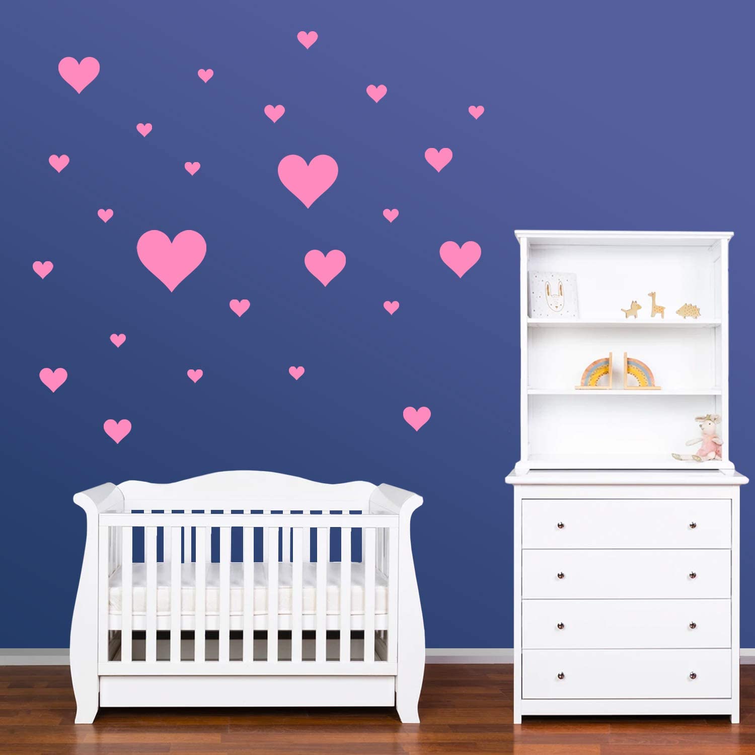 PREMYO Set of 32 Heart Wall Stickers Kids - Nursery Decor Easy to Apply - Decals for Bedrooms for Girls Rose Pink - Image 4