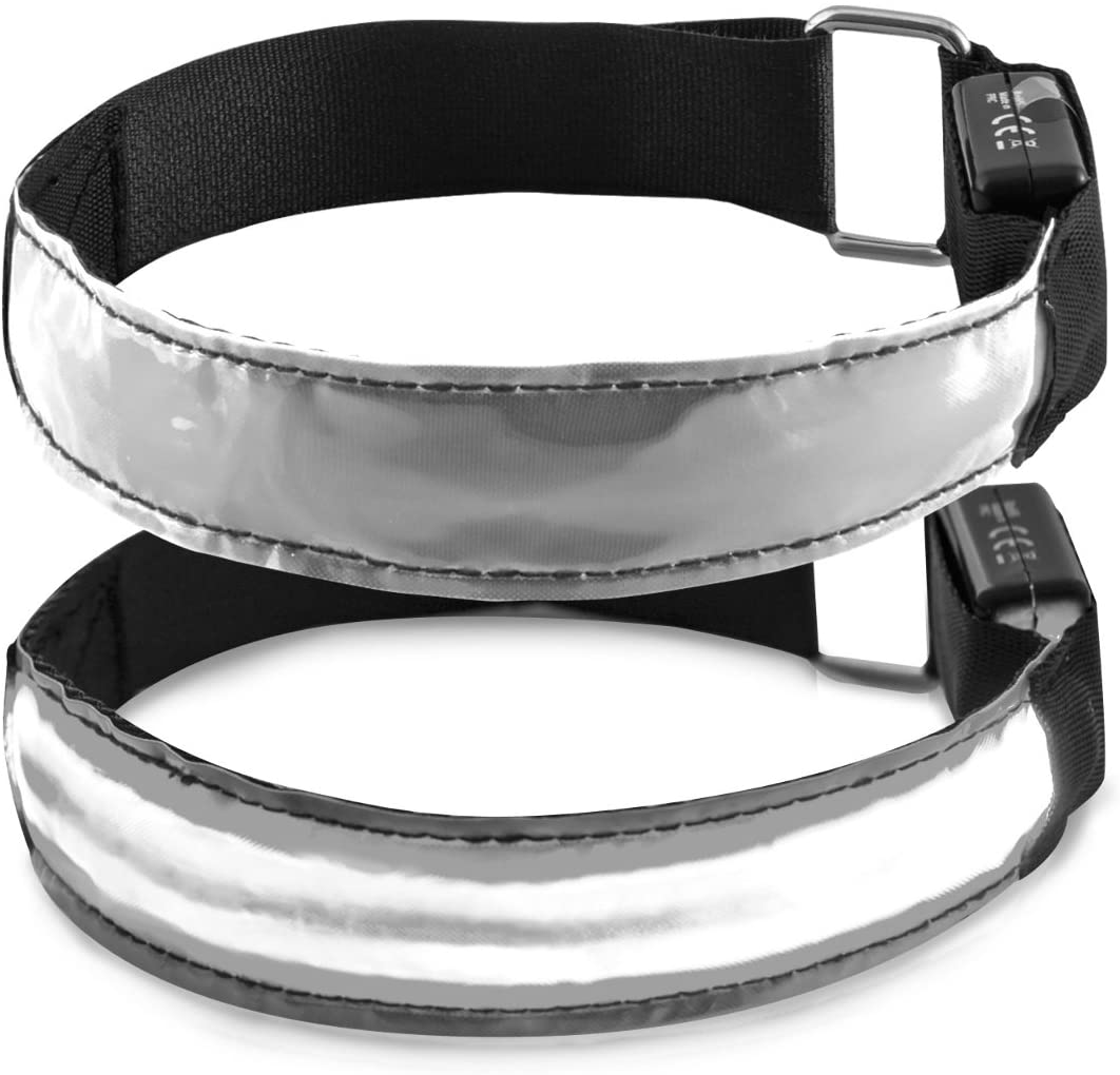 Lot De 2 Bracelets LED Réfléchissants Kwmobile - Bande Lumineuse Pour Jogging, Vélo, Sécurité Nocturne