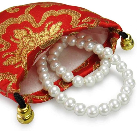 kilofly Chinese Silk Brocade Drawstring Jewelry Pouch Bag Value Set - Image 4
