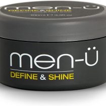 men-u pomade for men DEFINE & SHINE 100ml – Hair pomade w/ medium hold and high shine. Helps tone down grey hair & washes out easily - Mens hair products by men-u, Single walled 100ml styling puck.
