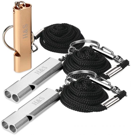 H&S Emergency Whistle 3pcs Survival Safety Whistle with Lanyard for Camping Hiking Outdoor Boating Hunting Sports Dog Training
