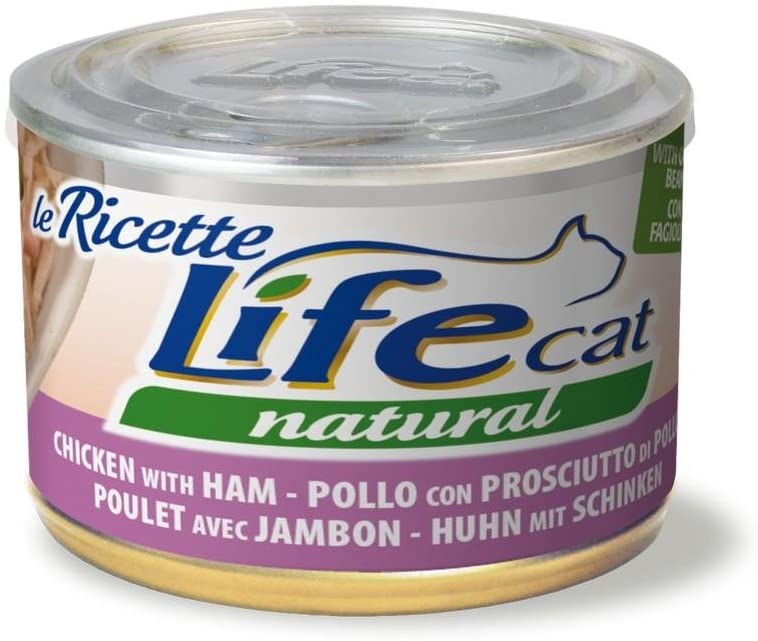 Life Cat 102391 Tin The Recipes with Chicken, Ham and Bean, Green, 150 grams
