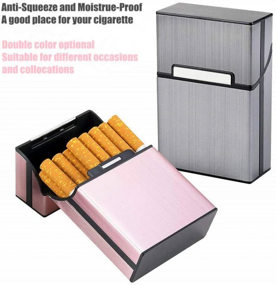Sinzau Cigarette Case Aluminum for Whole Package Cigarettes 20 Pieces, Anti-Extrusion, Splash Proof, 2-pack (Grey & Rose Red) - Image 2