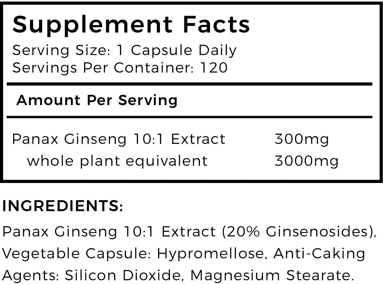 Panax (Korean) Ginseng 3500mg 20% Ginsenosides, 120 count (Pack of 1) - Image 2