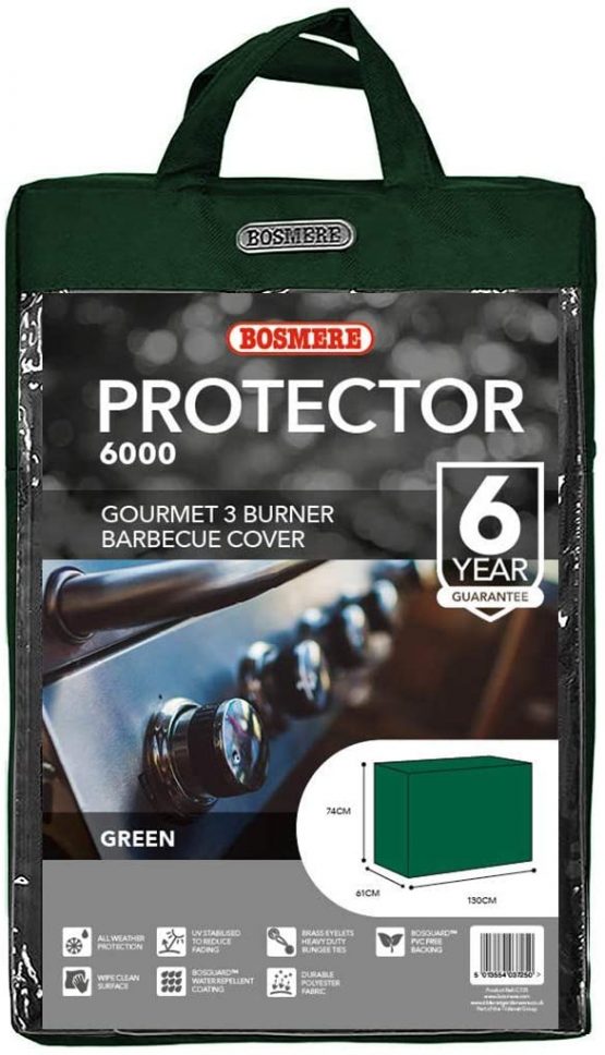 Bosmere Protector 6000 | Gourmet 3 Burner Barbecue Cover | L 130cm W 61cm H 74cm | 100% Waterproof, UV Protected, Heavy Duty 600D | 6 Year Guarantee | C725 - Image 2