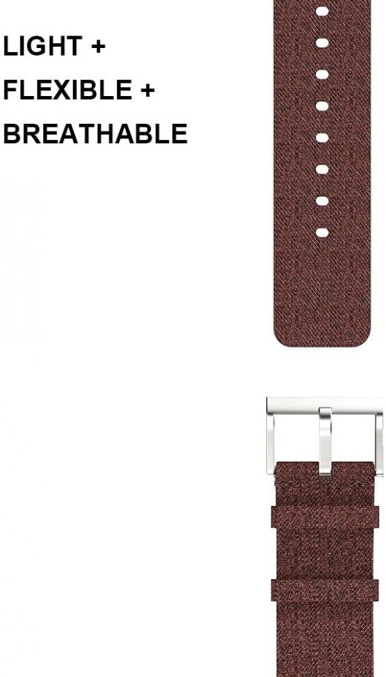 FunBand for Fitbit Versa Strap Bands, Woven Fabric Quick Replacement Accessories Breathable Wristbands with Classic Square Stainless Steel Clasp for Fitbit Versa/Versa 2/Versa Lite Smartwatch - Image 4