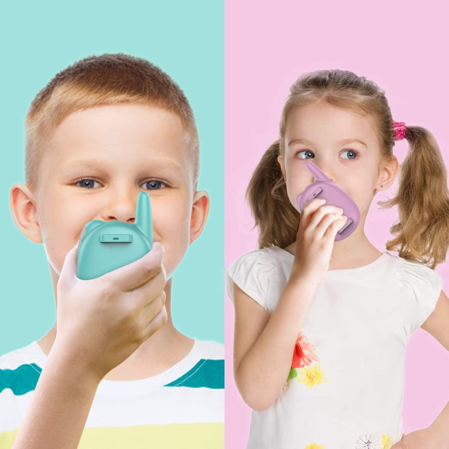 Rechargeable Kids Walkie-Talkies with FM Radio, 2 Miles Range, Twinkling LED Eyes - Image 4
