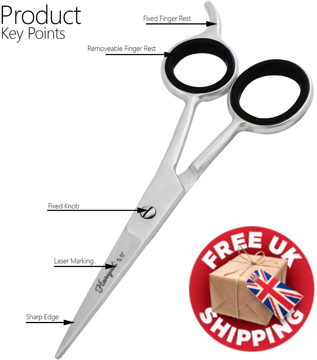 Haryali London, 5.5" Hair Cutting Scissor, Stainless Steel Hair Scissors with Fixed Screw & Sharp Edges - Image 4