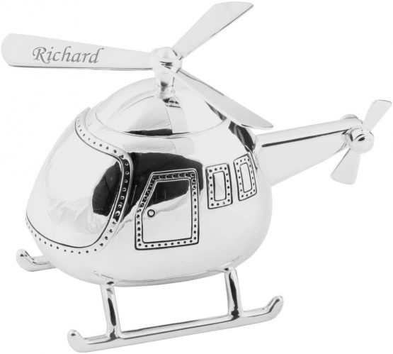 Juliana Bambino Silver Plated Money Box - Helicopter 208L