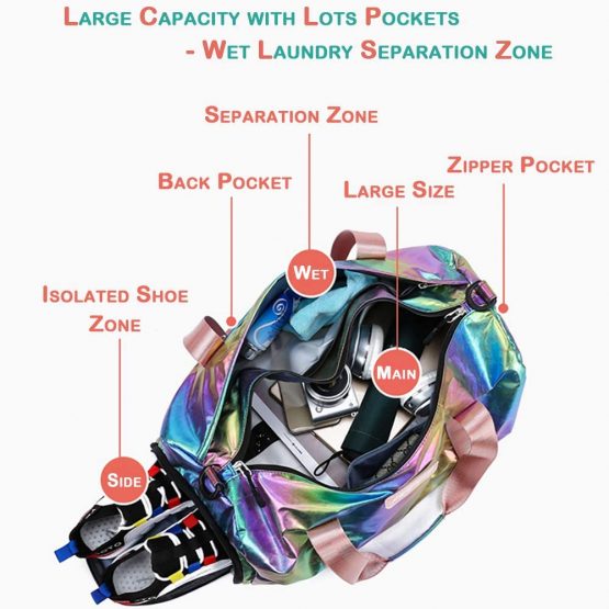 Spring Country Gym Duffel Bag Women Overnight Medium Lightweight Foldable Weekender Travel Luggage Sport Athletic Water-proof Dry Wet Shoe Compartment for Girls Kids - Image 2