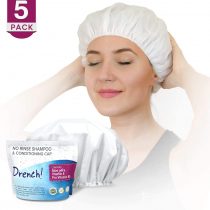 Drench No Water Shampoo Caps [5-Pack] - Waterless Shampoo and Conditioner - Dry Hair Wash Caps for The Elderly or Bedridden - Contains Aloe Vera, Vitamin E and Provitamin B5