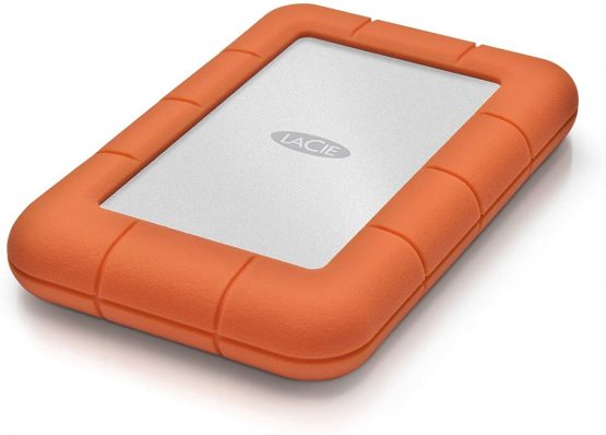 LaCie Rugged Mini 2 TB External Hard Drive Portable HDD – USB 3.0 USB 2.0 Compatible, Drop Shock Dust Rain Resistant Shuttle Drive, for Mac and PC (LAC9000298), Aluminium, Orange