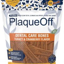 ProDen PlaqueOff Dental Bones Turkey and Cranberry (13 Pack - 485 g), for Dogs, Bad Breath, Plaque, Tartar