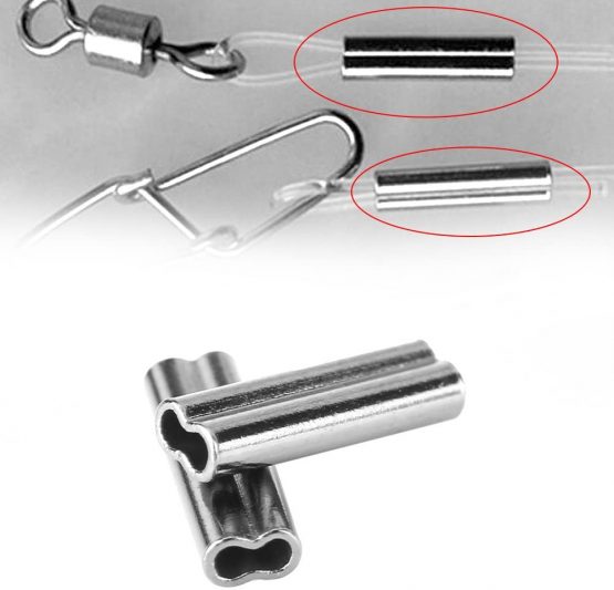DEWIN Crimp Sleeves - 6 Sizes Double Barrel Crimp Fishing Line Wire Leader Sleeves, Copper Tube Connector - Image 3