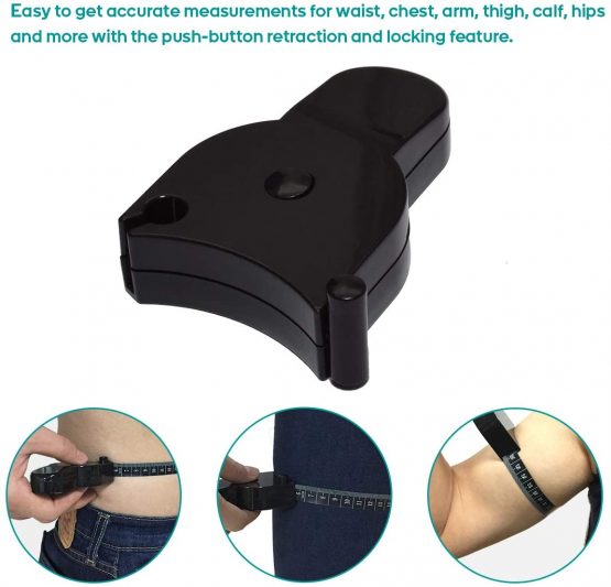 Body Tape Measure for Body Measuring Body Fat Measurement Tool for Weight Loss 60 Inch 150 cm (Black) - Image 4
