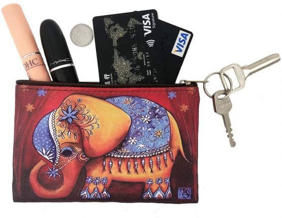 Auony Leather Coin Purse, Elephant Coin Change Bag Zipper Small Purse Wallets with Keychain (Elephant) - Image 4