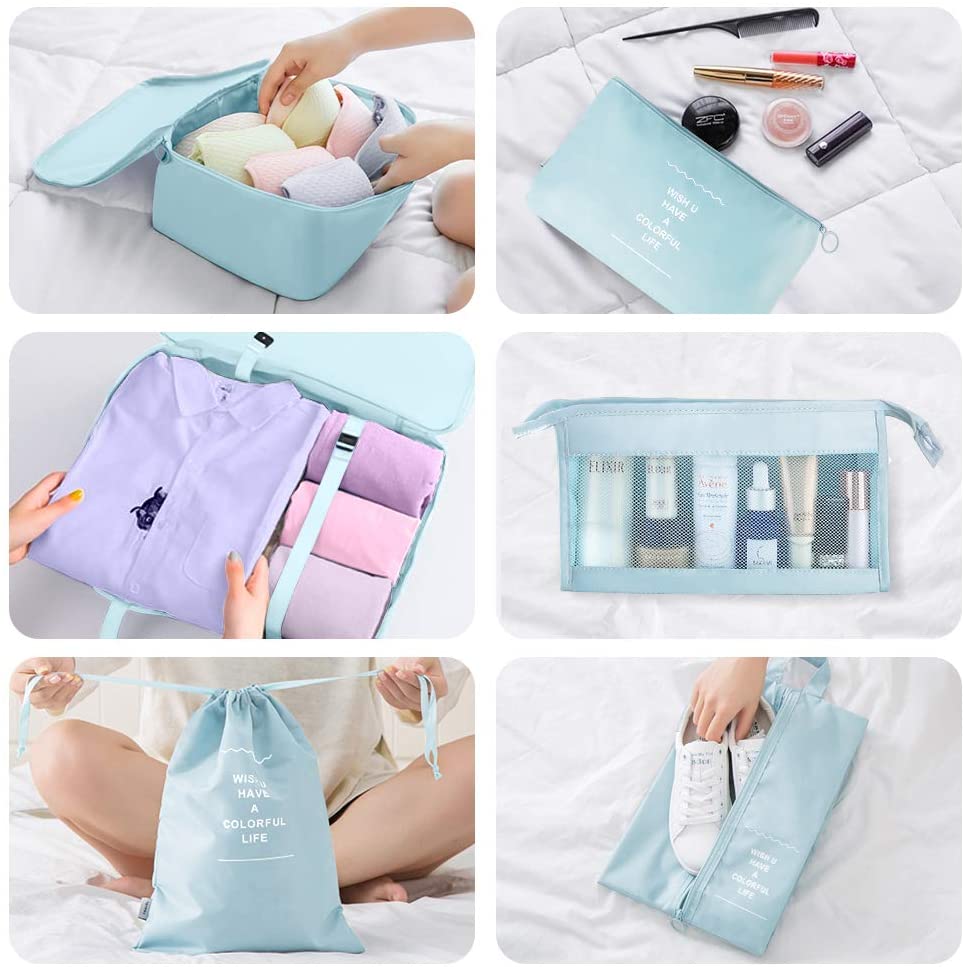 Packing Cubes for Suitcase,Geediar 9 PCS Travel Luggage Packing Organizers Waterproof Travel Essentials Clothes Shoes Cosmetics Toiletries Storage Bags(b-Blue)… - Image 3