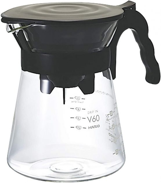 HARIO V60 All in One Drip Kit with Coffee Dripper, Server and Filters, Black, Size 02, Borosilicate Glass