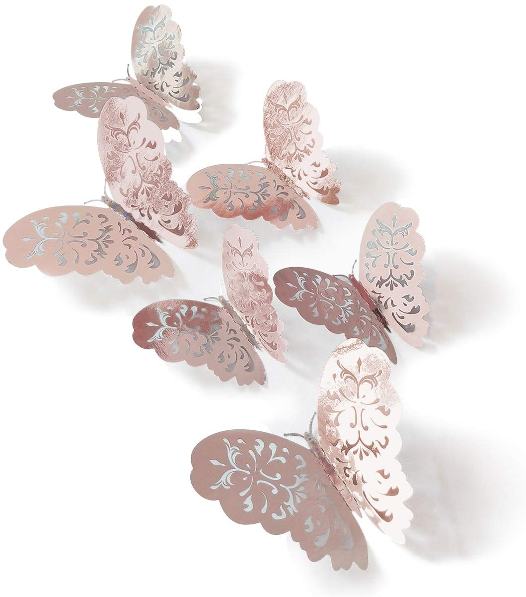 Butterfly Decorations,3D Wall Decals,Metallic Art Sticker,DIY/Man-Made/Removable/Decorative Paper Murals for Home,Bathroom,Livingroom,Kids/Girls Bedroom,Nursey,Party Décor.(36 PCS) (Rose Gold) - Image 3