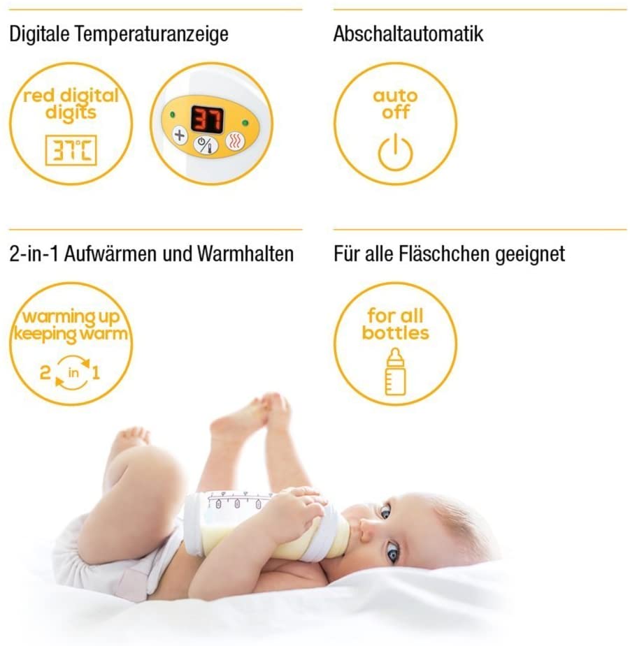 Beurer by 52 Baby Food and Bottle Warmer with Warming Function & led Display, weiss,gelb, 1 - Pack - Image 4