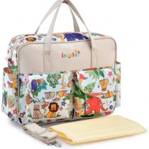 Multifunctional Waterproof Mummy Shoulder Bag Diaper Bag Chic Nappy Changing Bag Tote/Messenger Style Large Light Weight with Changing Mat, Adjustable