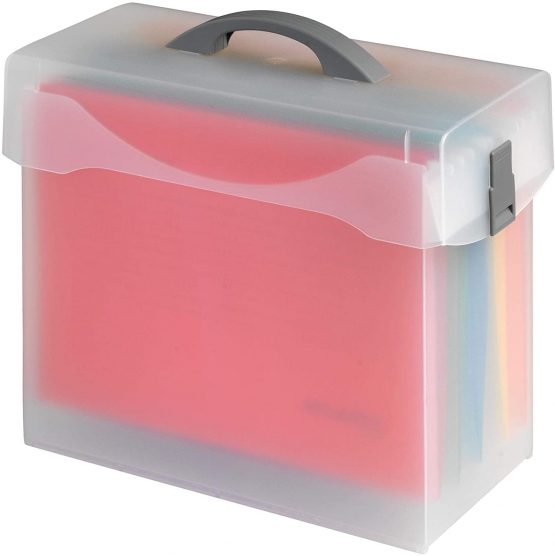 Variobox, Jalema 1548500, Lightweight Suspension File Box with lid, Including 5 Coloured Atlanta Suspension Files Euroflex A4, 363 x 330 x 170 mm, 1546500
