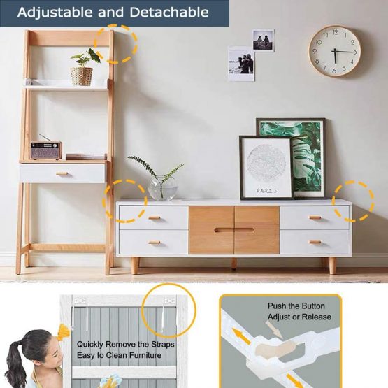 Furniture Straps (10packs), Baby Proofing Anti-Tip Furniture Anchor Straps kit, Falling Furniture Prevention Device, Safety Furniture Wall Anchors for Baby Proofing & Pet Protecting,White - Image 2