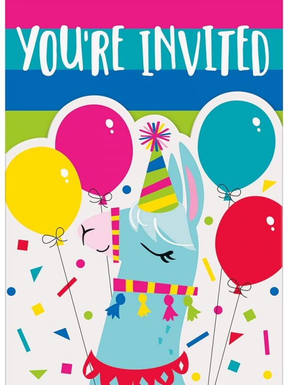Unique Party 73234 Llama Party Invitation Cards | 8 Pcs