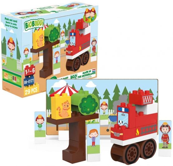 BIOBUDDI BB-0127 FIRE TRUCK PLAY SET, 20 BLOCKS Building, Multi-Coloured - Image 2