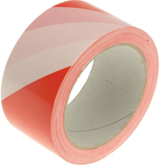 Faithfull TAPEHAZRW Hazard Warning Safety Tape - Red/ White