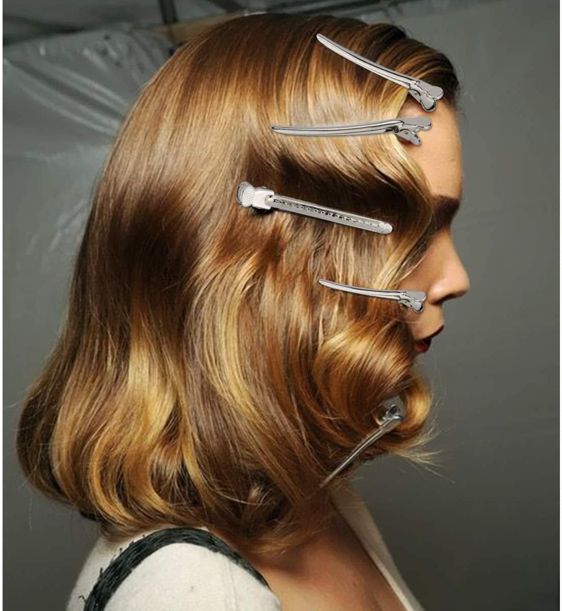 Crocodile Clips Hair, Metal Silver Styling Hair Clips, with Holes Professional for Salon Sectioning Hair Clip (Silver) - Image 2