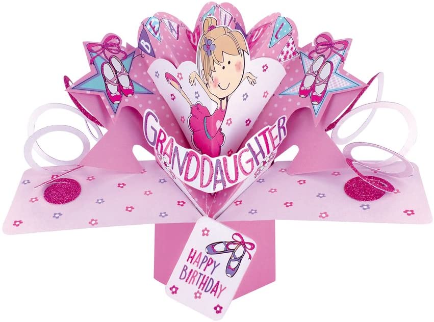 Granddaughter Birthday Pop-Up Greeting Card Original Second Nature 3D Pop Up Cards, multicolour, Pack of 1