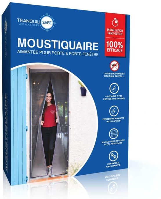Tranquilisafe® Adjustable Magnetic Fly Screen Anti Mosquitoes and Anti Fly Screen for Doors (Width: 120/136 cm - Height: 207/215 cm) – Automatic – Mosquito Net – Net for Pet Door
