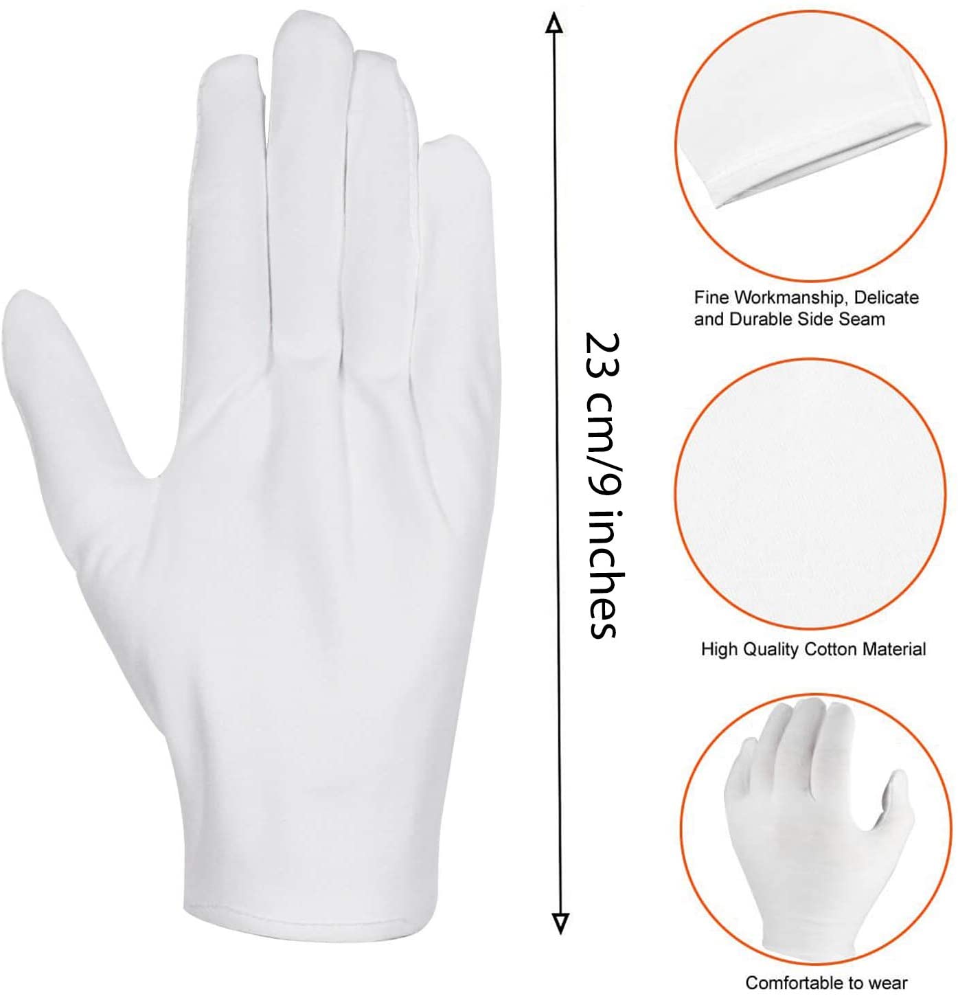 12 Pairs Cotton Work Gloves – High Stretch, Medium Size, Unisex For Inspection & Light Duty