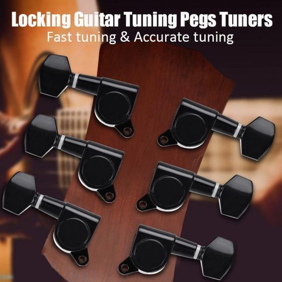 3L3R Guitar Tuning Pegs, Black Enclosed Locking Tuners Zinc Alloy Square Machine Heads … - Image 3