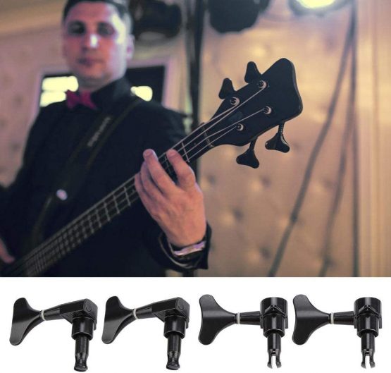 Dilwe Bass Guitar Tuning Peg, Fishtail-Shaped Button Sealed Machine Heads Bass Guitar Tuning Pegs 2L + 2R Upgrade DIY Guitar Parts Accessories - Image 3