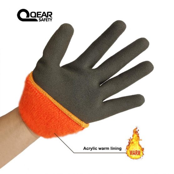 1 Pair Thermal Work Glove, Cold Resistance Glove, Fleece Lining, Fully Latex Rubber Coated For Water Proof, Sandy Soft/Anti-Slip Palm For Grip,9/L - Image 4
