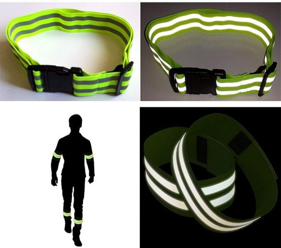CASKIE Reflective Belt Elastic Armband Wristband Stretchy Material for Safety Running Jogging Walking Biking Cycling Hi Vis Belt Safety Gear - High Visibility Elasticated Armbands - Image 2